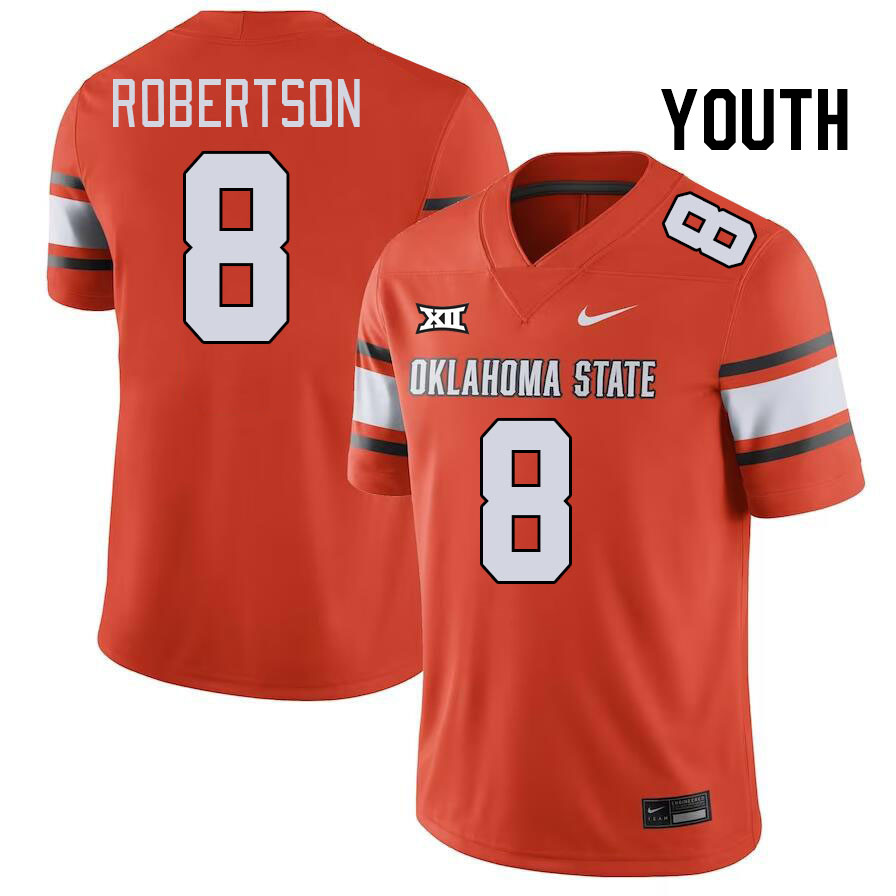 Youth #8 Parker Robertson Oklahoma State Cowboys College Football Jerseys Stitched-Orange